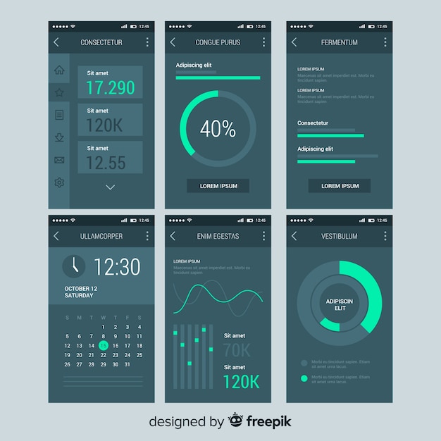 Vector Gratis template seluler panel dasbor admin
