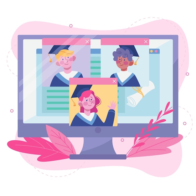 Vector Gratis upacara wisuda virtual