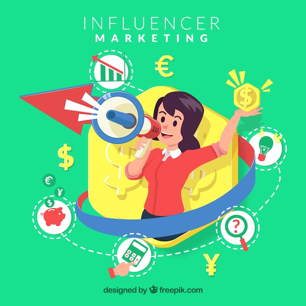 Vector Gratis vektor pemasaran influencer dengan gadis muda