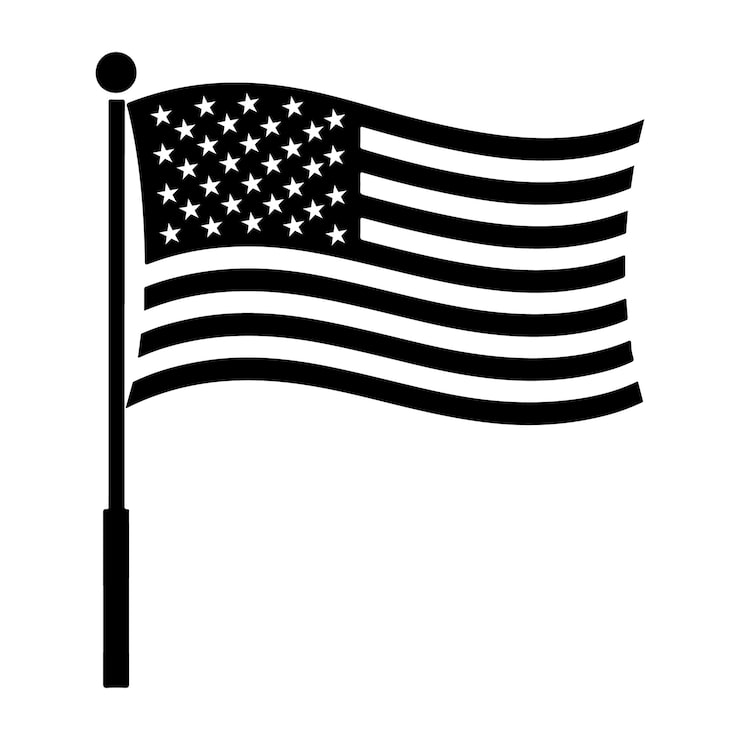 Vector bendera amerika berkibar di tiang