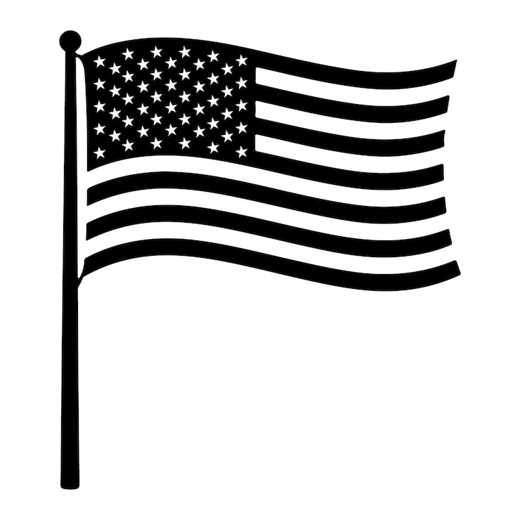 Vector bendera amerika hitam dan putih