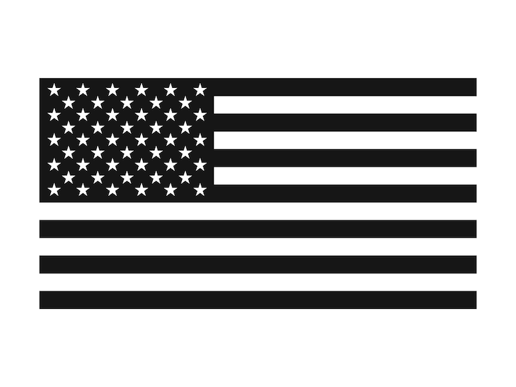 Vector bendera amerika monokrom hitam dan putih