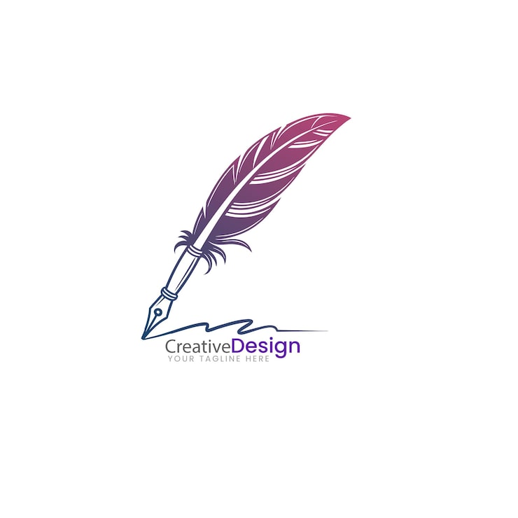 Vector desain logo pena bulu angsa elegan