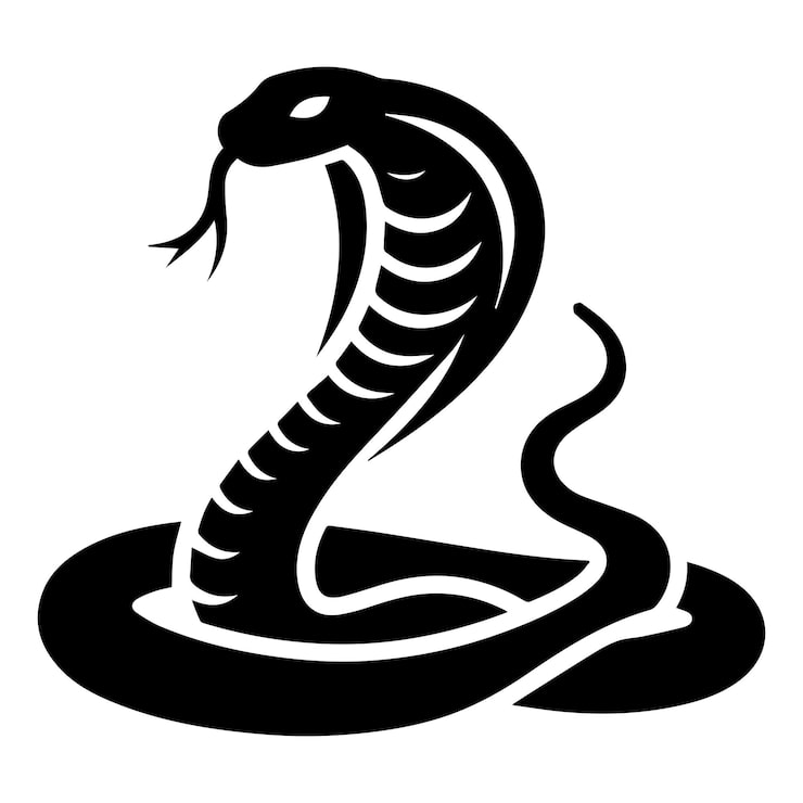 Vector gambar hitam putih ular
