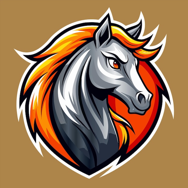 Vector gambar seekor kuda dengan api di atasnya