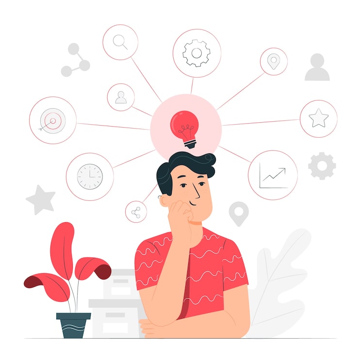 Vector ilustrasi konsep peta pikiran