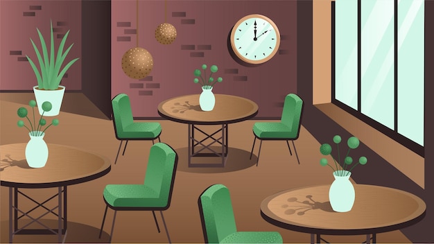 Vector interior kafe yang nyaman