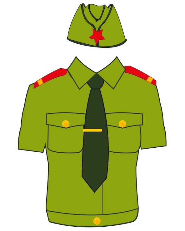 Vector kemeja dan topi luar negeri militer di latar belakang putih terisolasi