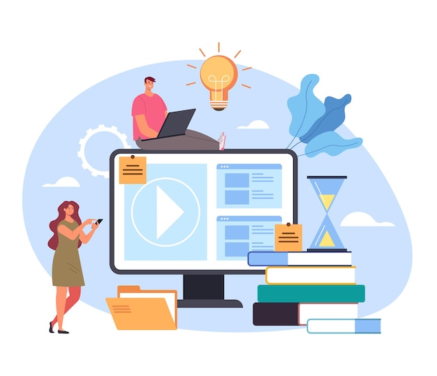 Vector konsep pelatihan tutorial pendidikan rumah digital internet web online