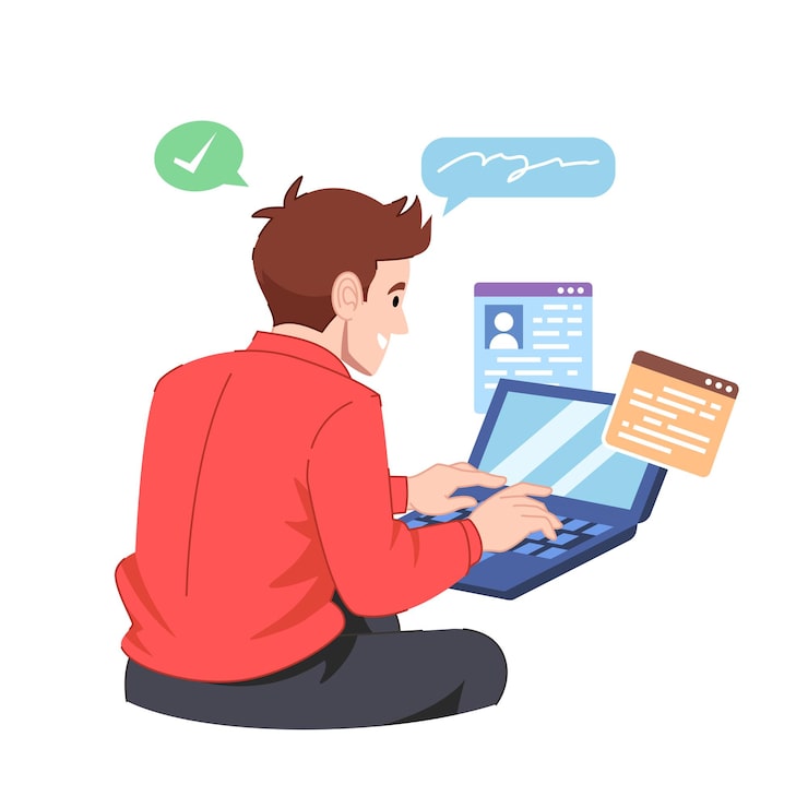 Vector laptop bekerja