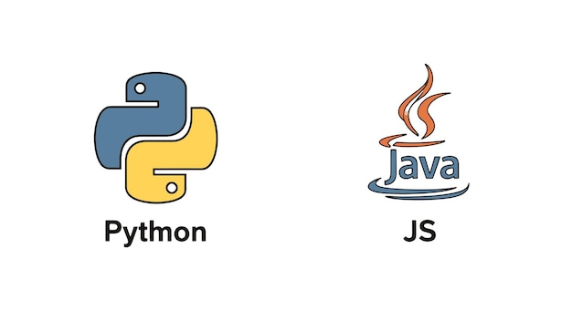 Vector logo bahasa pemrograman python dan javascript