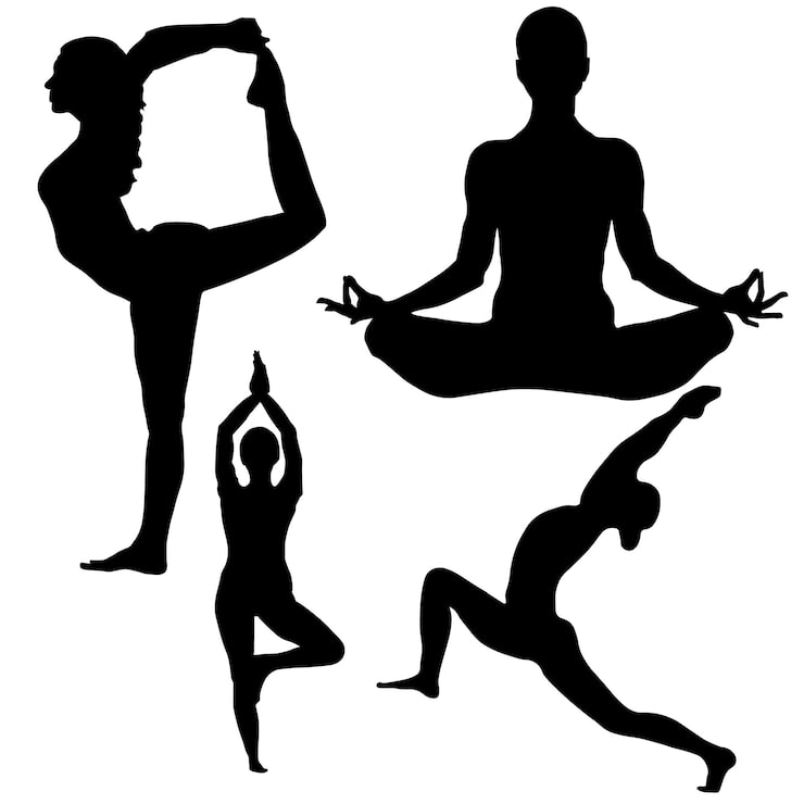 Vector pose yoga dalam siluet