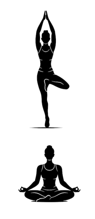 Vector set siluet pose yoga