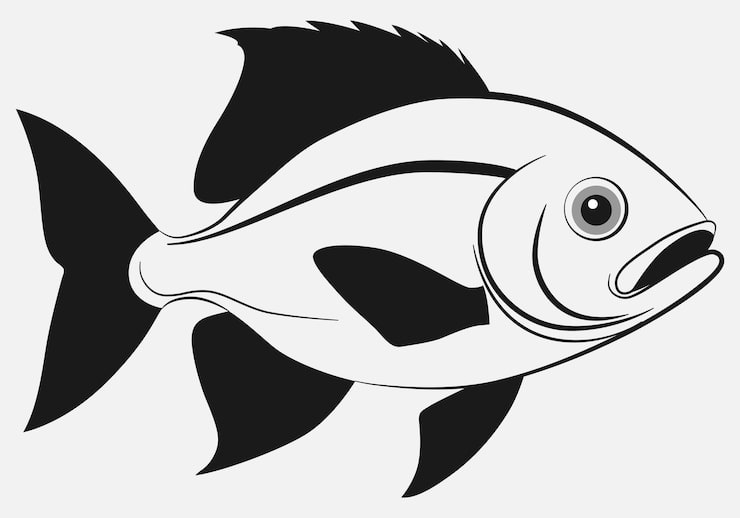 Vector siluet seni garis ikan laut vektor