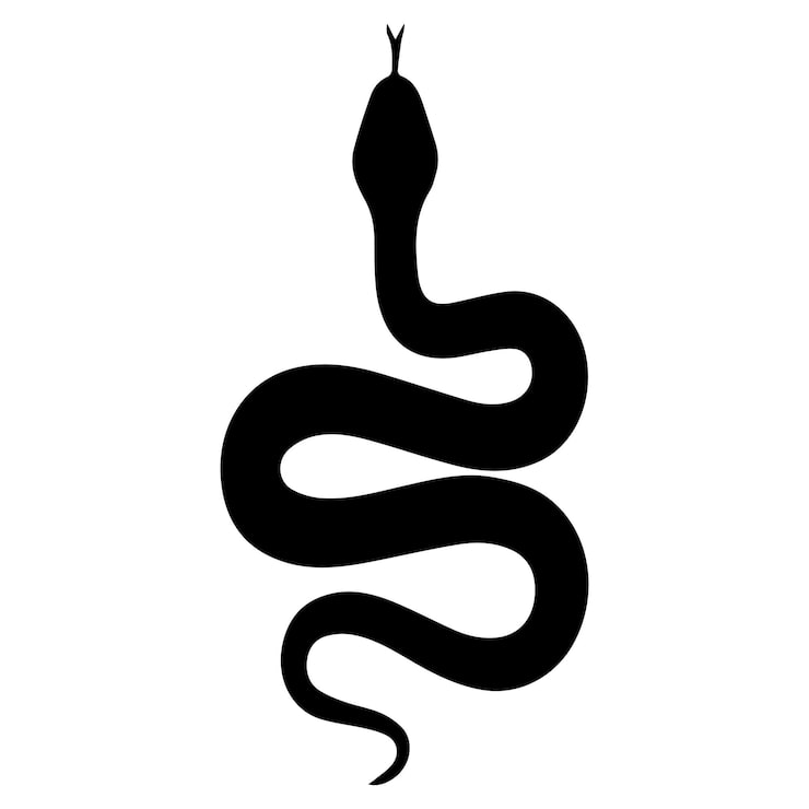 Vector siluet ular hitam elegan ilustrasi reptil mencolok