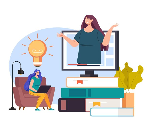 Vector tutorial perpustakaan pendidikan internet e-learning online