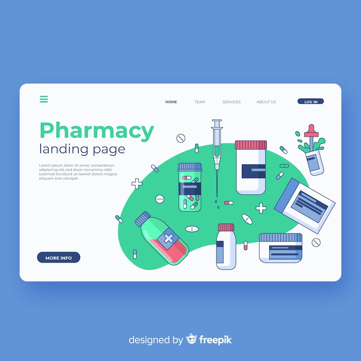 Kostenlose Vektor apotheken-landingpage