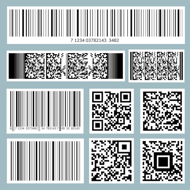 Kostenlose Vektor barcode- und qr-code-sammlung