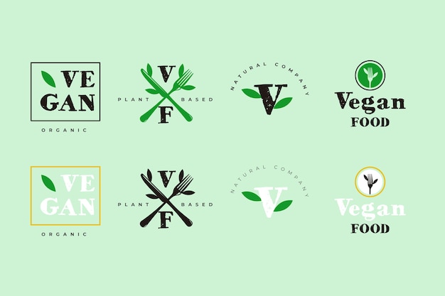 Kostenlose Vektor bunter minimaler retro- logosatz