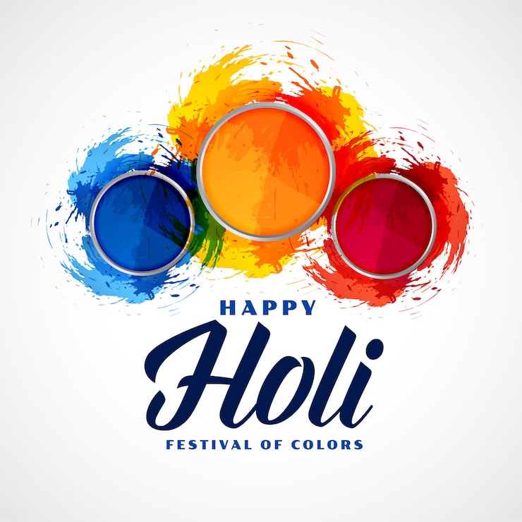 Kostenlose Vektor drei pulverfarbtafeln glücklicher holi hintergrund
