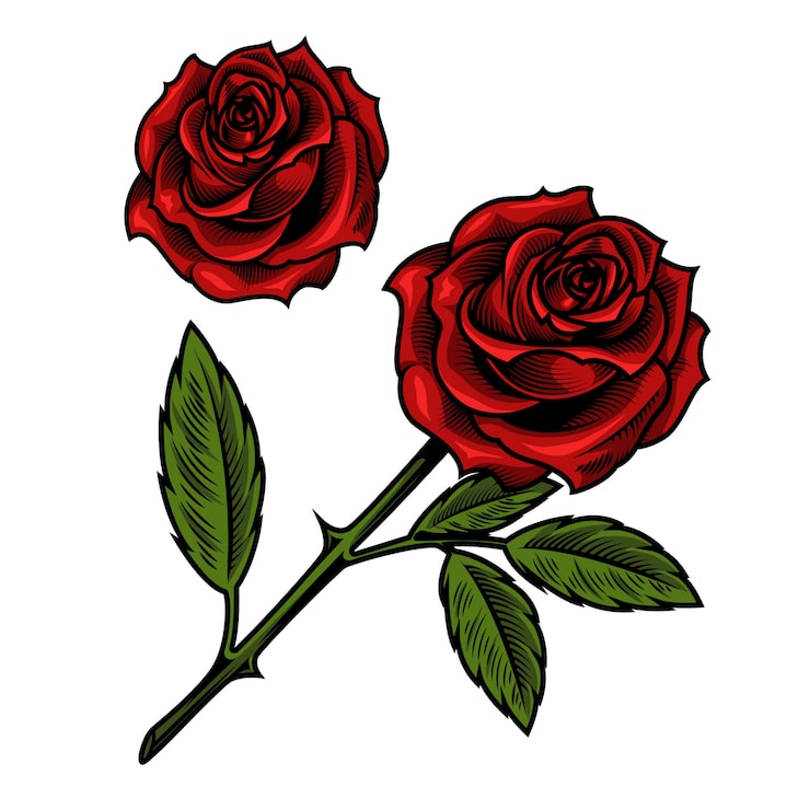 Kostenlose Vektor eine einzelne schöne rote rose