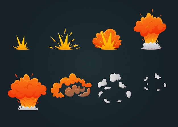 Kostenlose Vektor explosion animations-icon-set