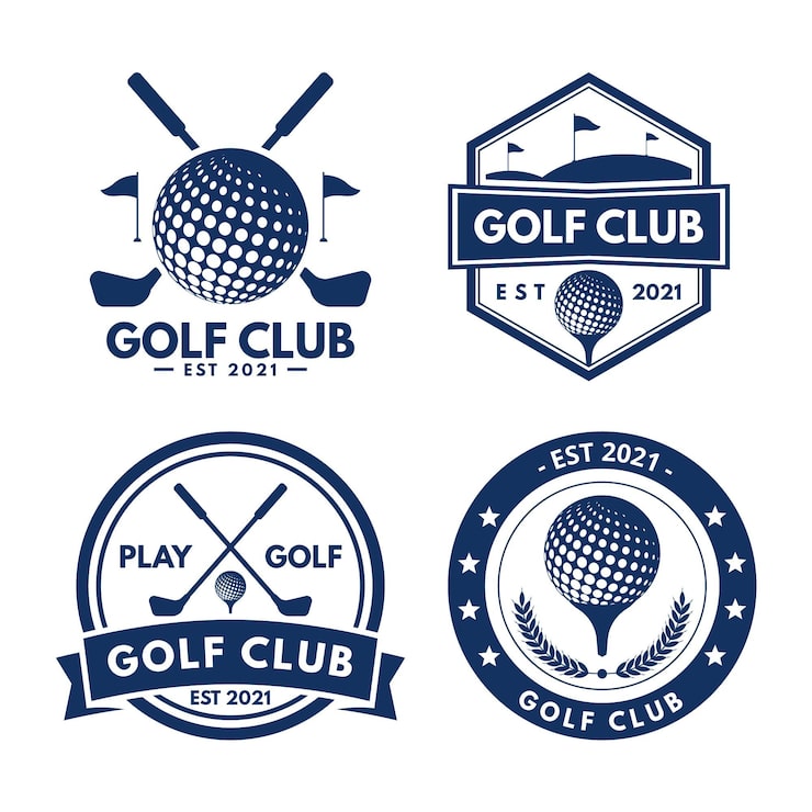 Kostenlose Vektor flaches design golf logo sammlung