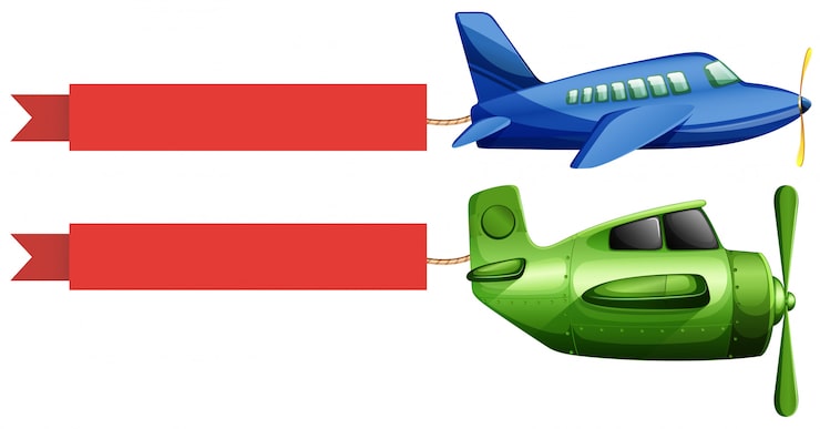 Kostenlose Vektor flugzeug und rotes werbeband
