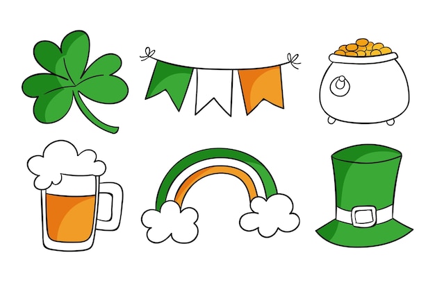 Kostenlose Vektor gezeichnet st. patrick's day elemente