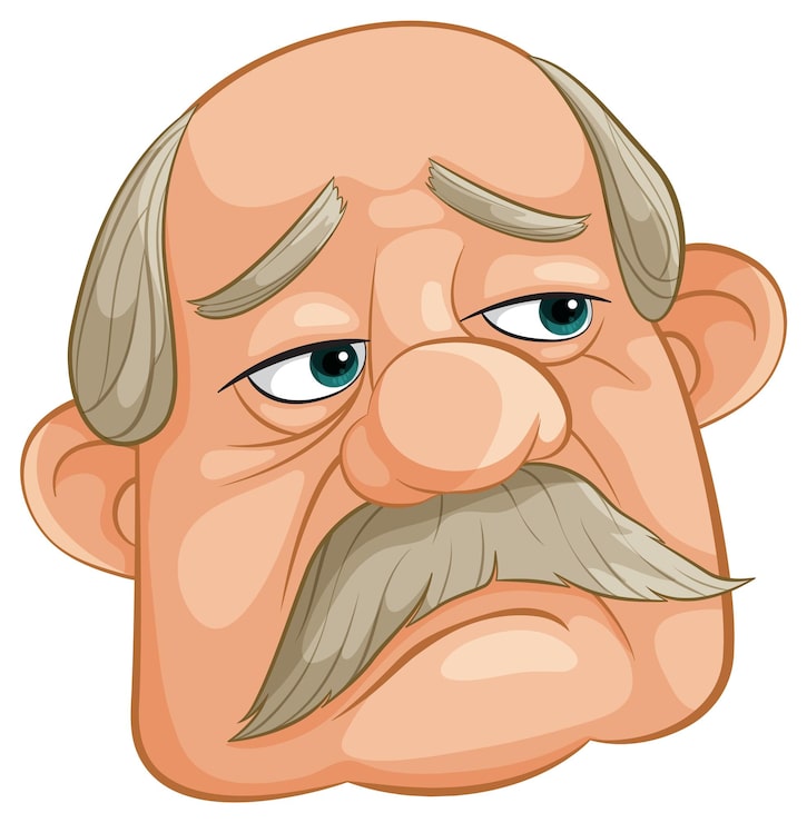 Kostenlose Vektor grumpy old man zeichentrickfigur
