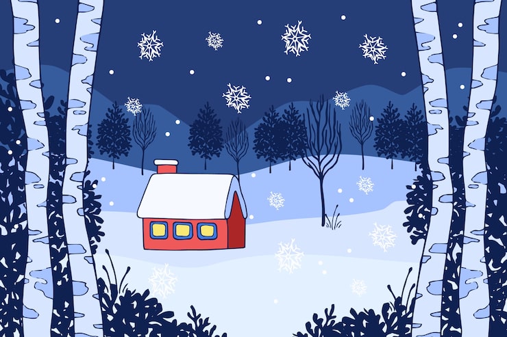 Kostenlose Vektor handgezeichnete winterlandschaft