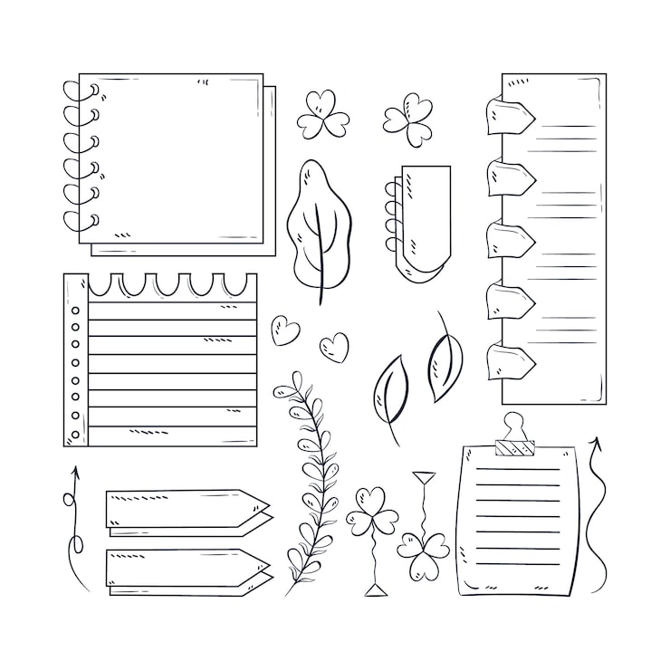 Kostenlose Vektor handgezeichneter bullet-journal-elementsatz