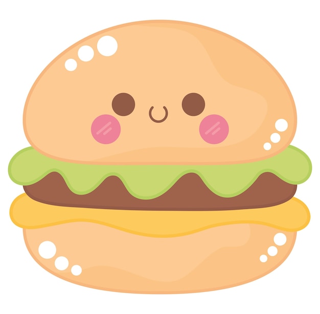 Kostenlose Vektor kawaii burger-design