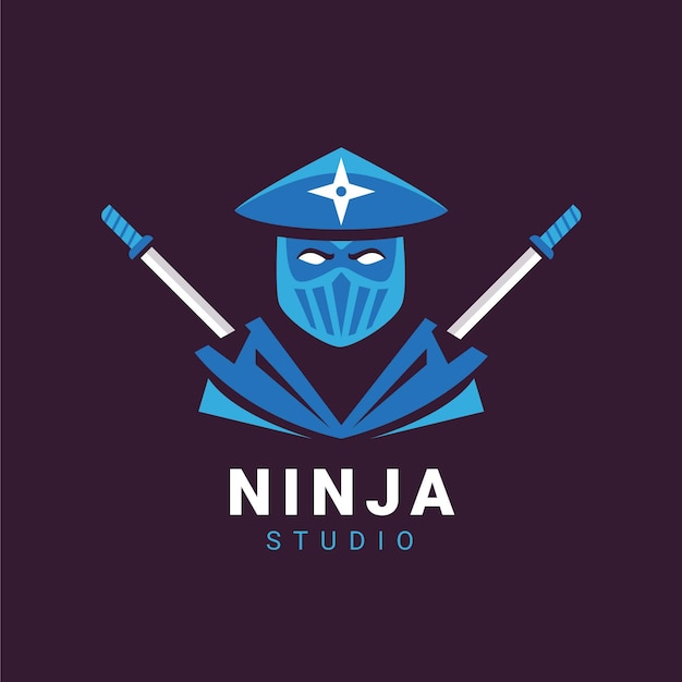 Kostenlose Vektor ninja-logo-vorlage im flachen stil