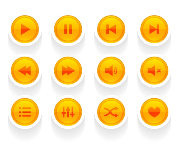 Kostenlose Vektor sammlung von musikplayer-button-designs
