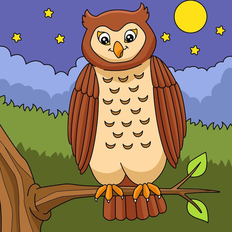 Vektor eulenkarikatur farbige tierillustration