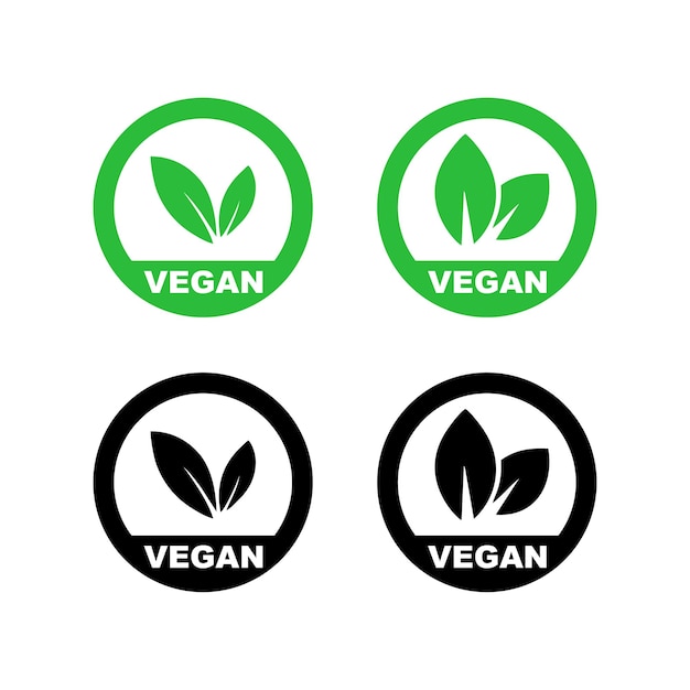 Vektor vegane logo-sammlung – runde embleme mit blättern