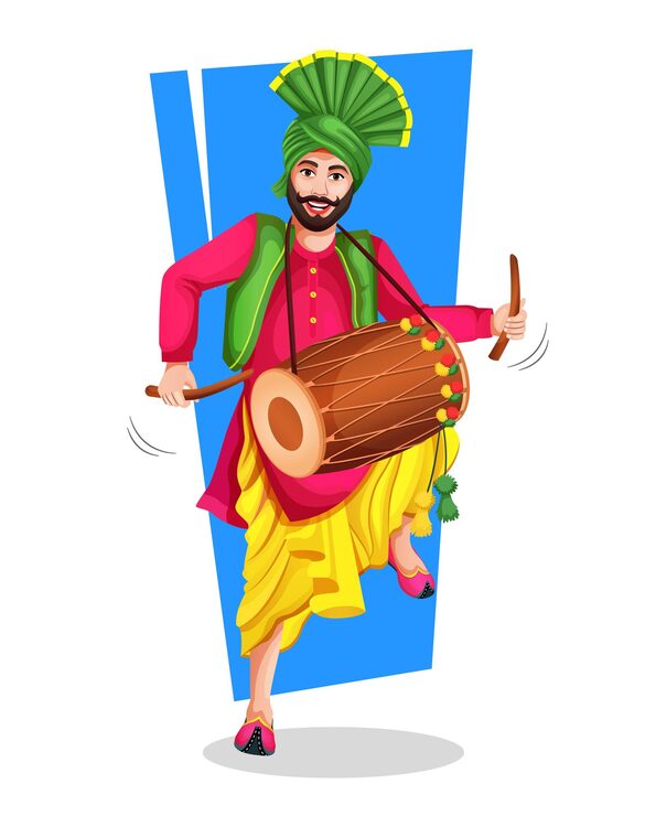 Vektor pandžábský tanec bhangra