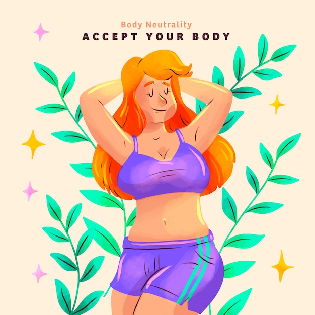 Zdarma Vektor akvarelová ilustrace tělesné neutrality.