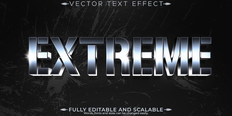 Zdarma Vektor metalický ocelový textový efekt, upravitelný lesklý a elegantní styl textu