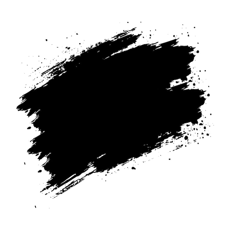 Moderní tah černým grunge štětcem na bílém pozadí