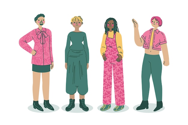 Zdarma Vektor organická plochá ilustrace nebinárních lidí