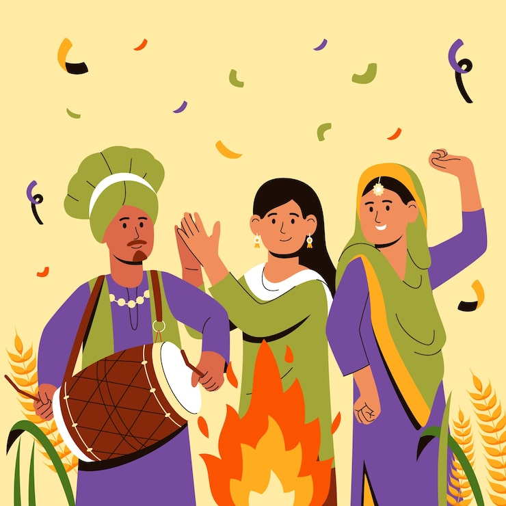 Zdarma Vektor plochá ilustrace pro festival lohri