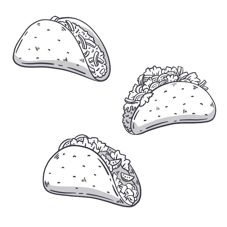 Zdarma Vektor ručně kreslená ilustrace obrysu taco