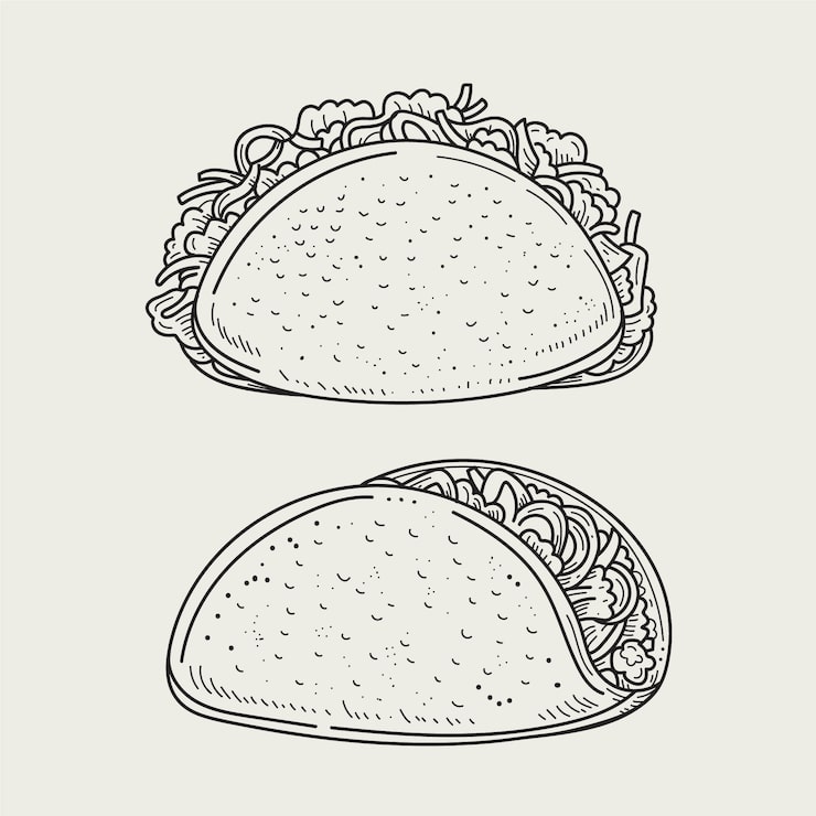 Zdarma Vektor ručně kreslená ilustrace obrysu taco
