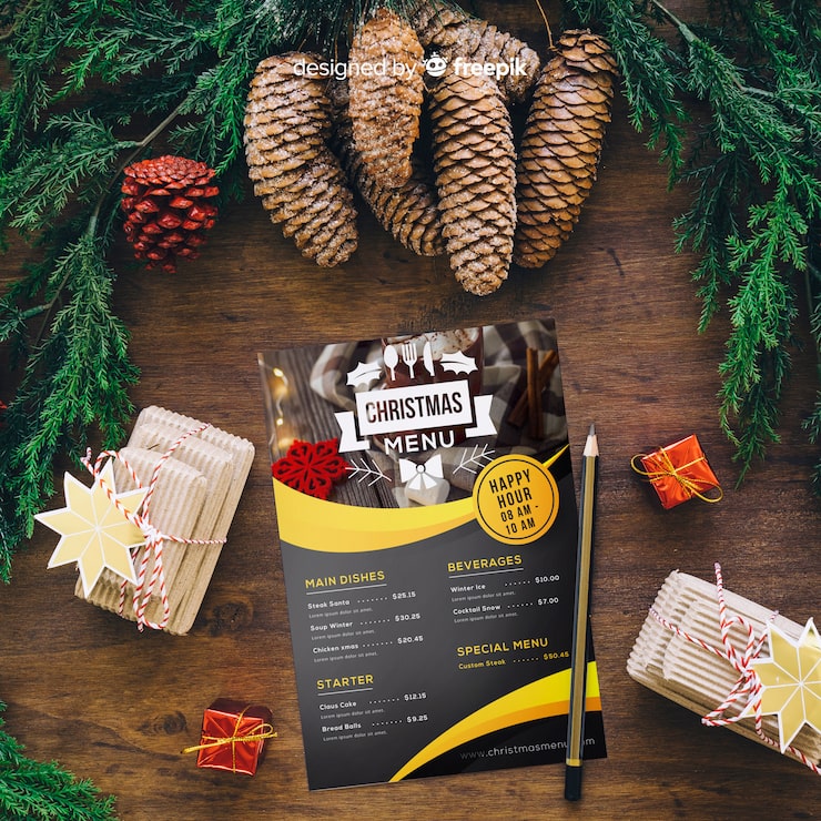 Zdarma Vektor šablona vánočního menu