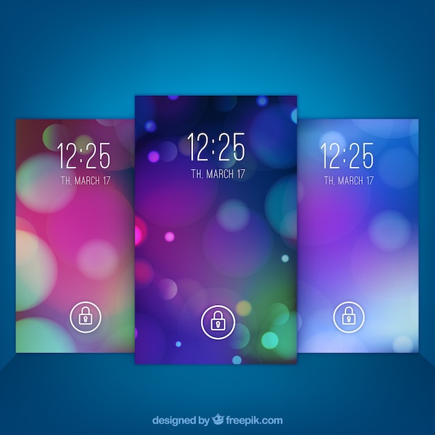 Zdarma Vektor sada mobilních tapet s efektem bokeh