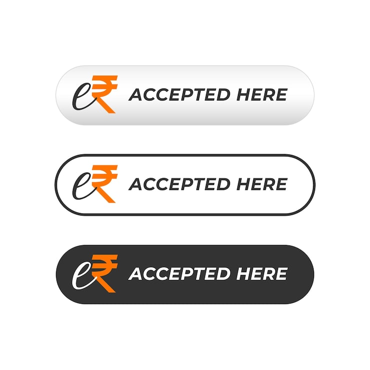 Zdarma Vektor sada tří vektorových tlačítek s nápisem „erupee or erupi accepted here“