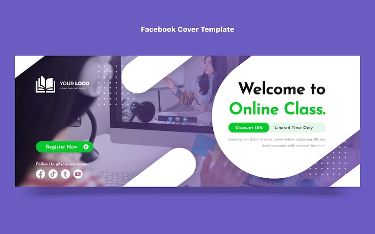 Vetor grátis capa do facebook com tecnologia mínima de design plano
