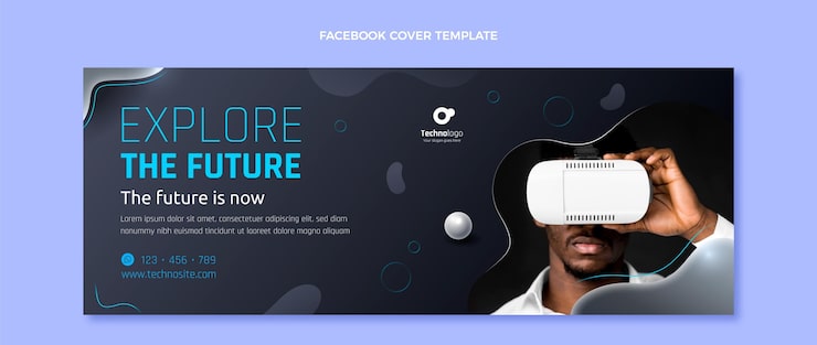 Vetor grátis capa do facebook de tecnologia de fluido abstrato gradiente